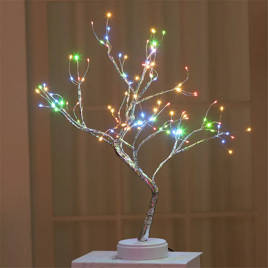 Árvore de Luz da Noite para o Quarto Candeeiro Mesa Cabeceira Casamento Festa Natal Decoração Usb & Bateria Cobre 2 Método Energia Led 13 luz da noite para o quarto casamento