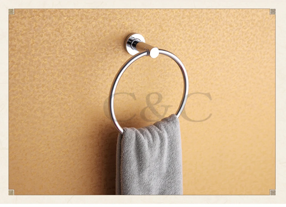 

Solid Copper Chrome Plating Bathroom Towel Ring - Free Shipping 1906