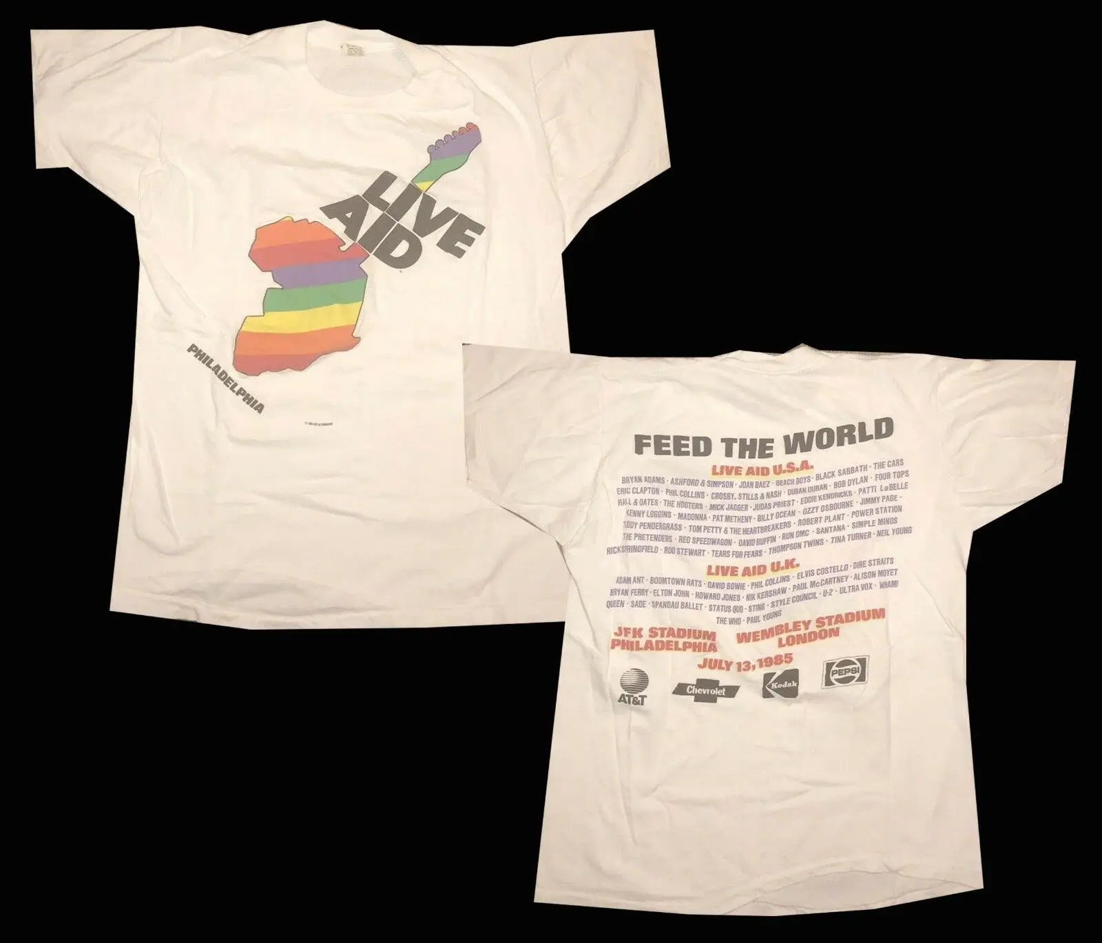 Винтажная редкая футболка с надписью LIVE AID 1985 PHILADELPHIA concert S 2XL Reprint|Футболки| |