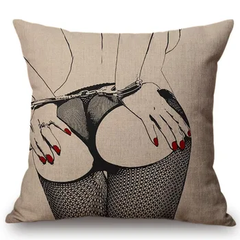 Vintage Girl Ass Pinup Print Cushion Cover