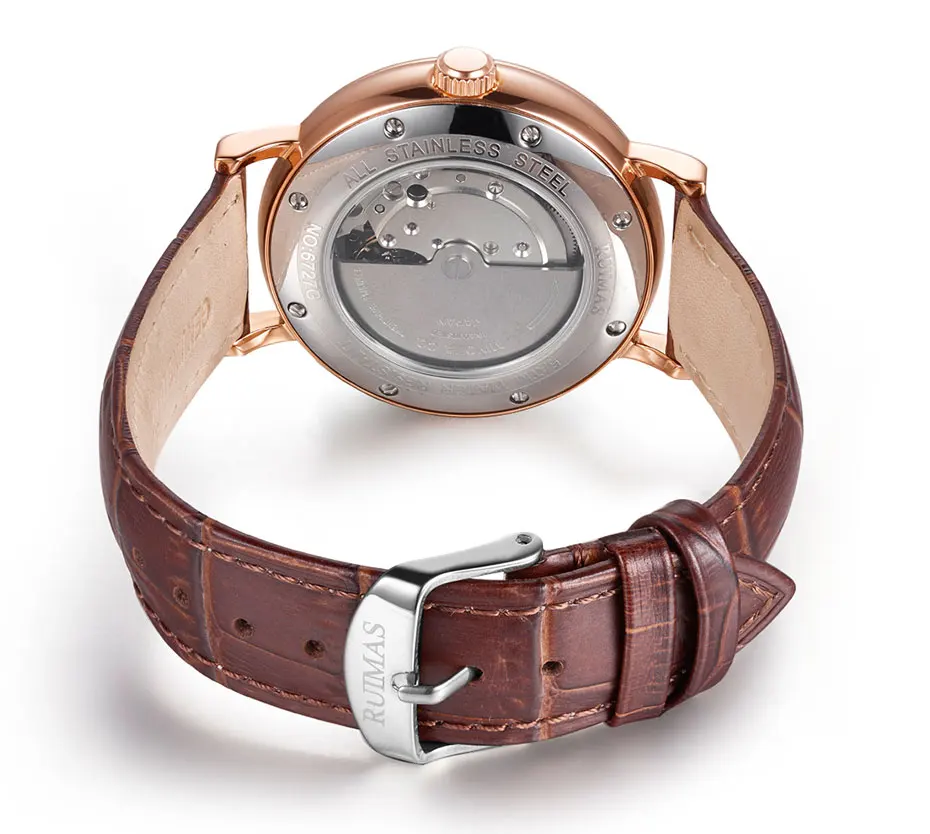 RUIMAS Элитный бренд, механические часы с автоматической датой, самовоспорные мужские часы 28800, часы с высоким уровнем шума Relogio Sport RS6727G Gold