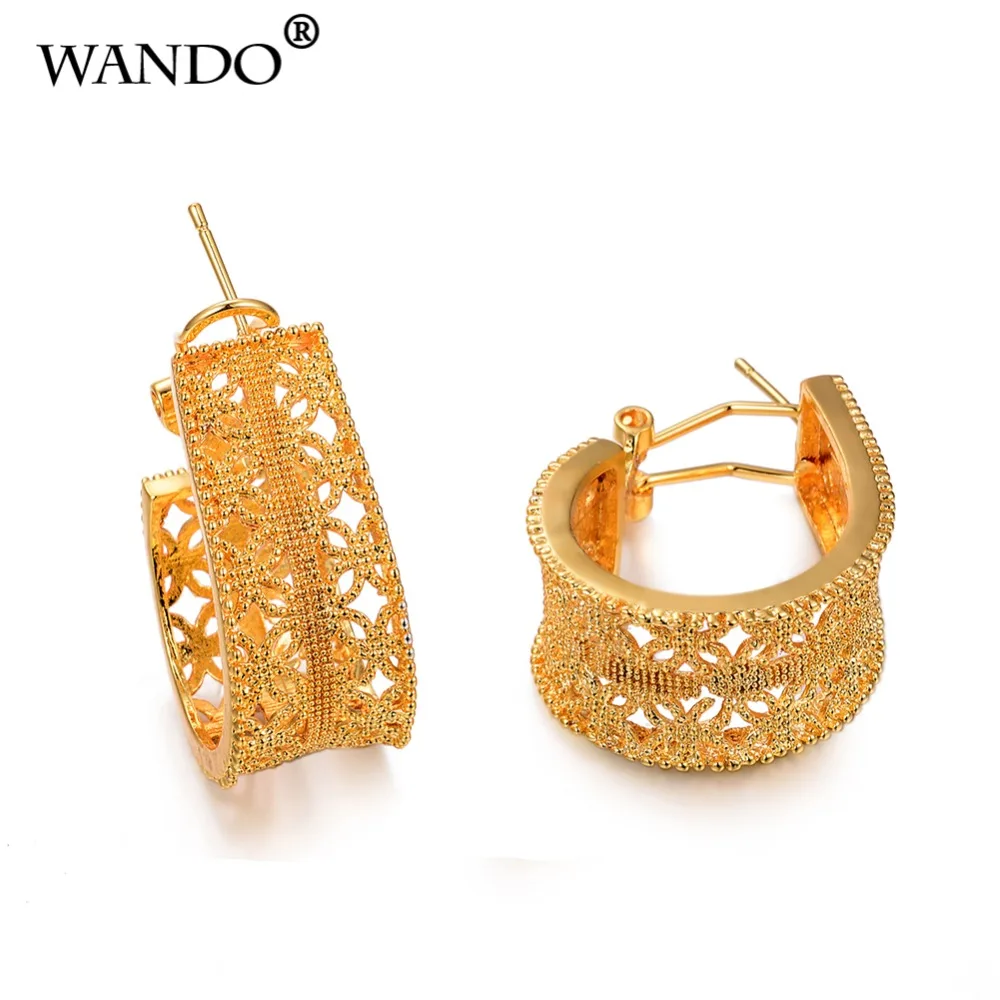 Серьги WANDO золотого цвета для женщин/девушек, золотые классические модные украшения, вечерние серьги, подарки, свадебные серьги E79