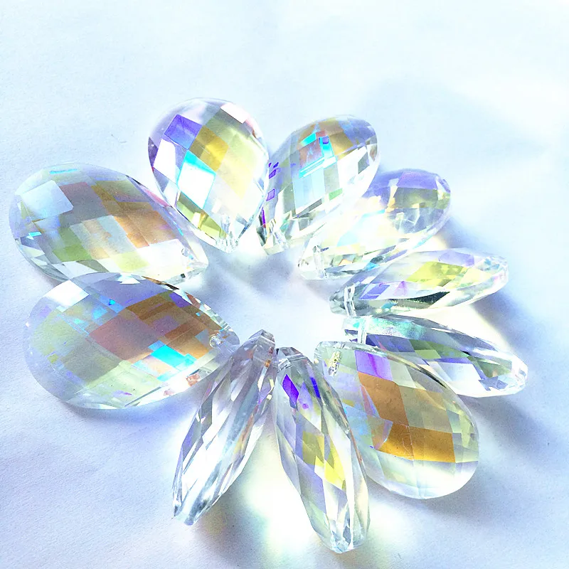 

10pcs/lot Gorgeous Multi-faceted Prisms Crystals 38mm K9 Optical Clear AB Crystal chandelier Pendants Suncatcher lighting Parts