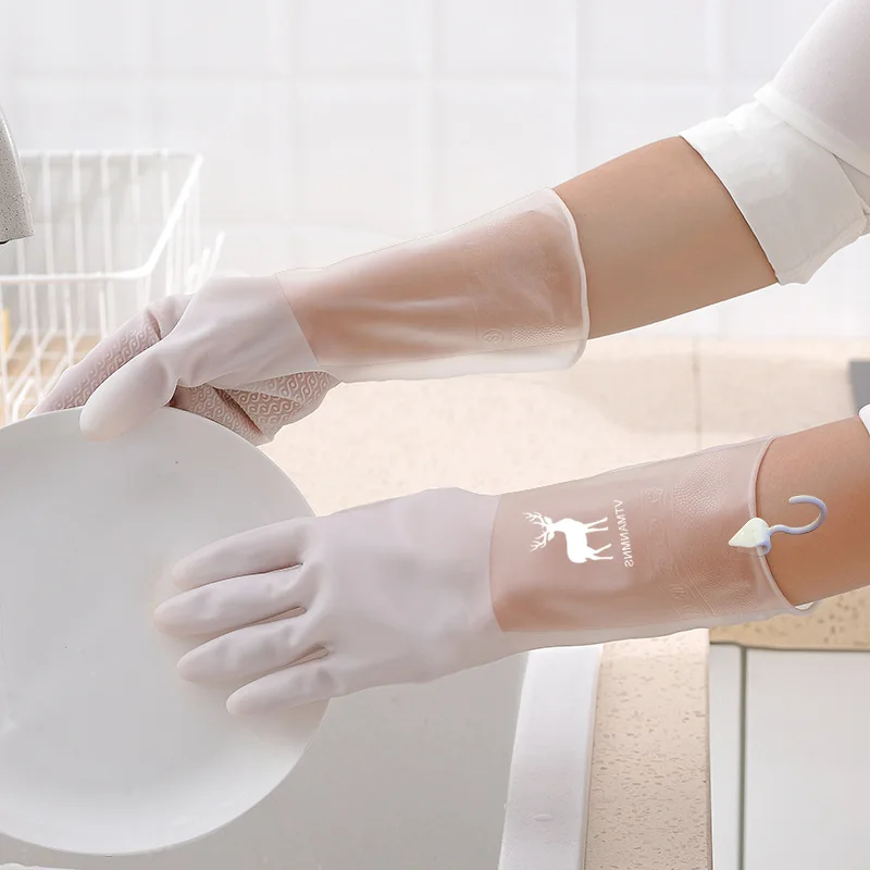 Прозрачные белые резиновые перчатки пластиковая Чистка для мытья посуды на кухне одежда Водонепроницаемые прочные перчатки