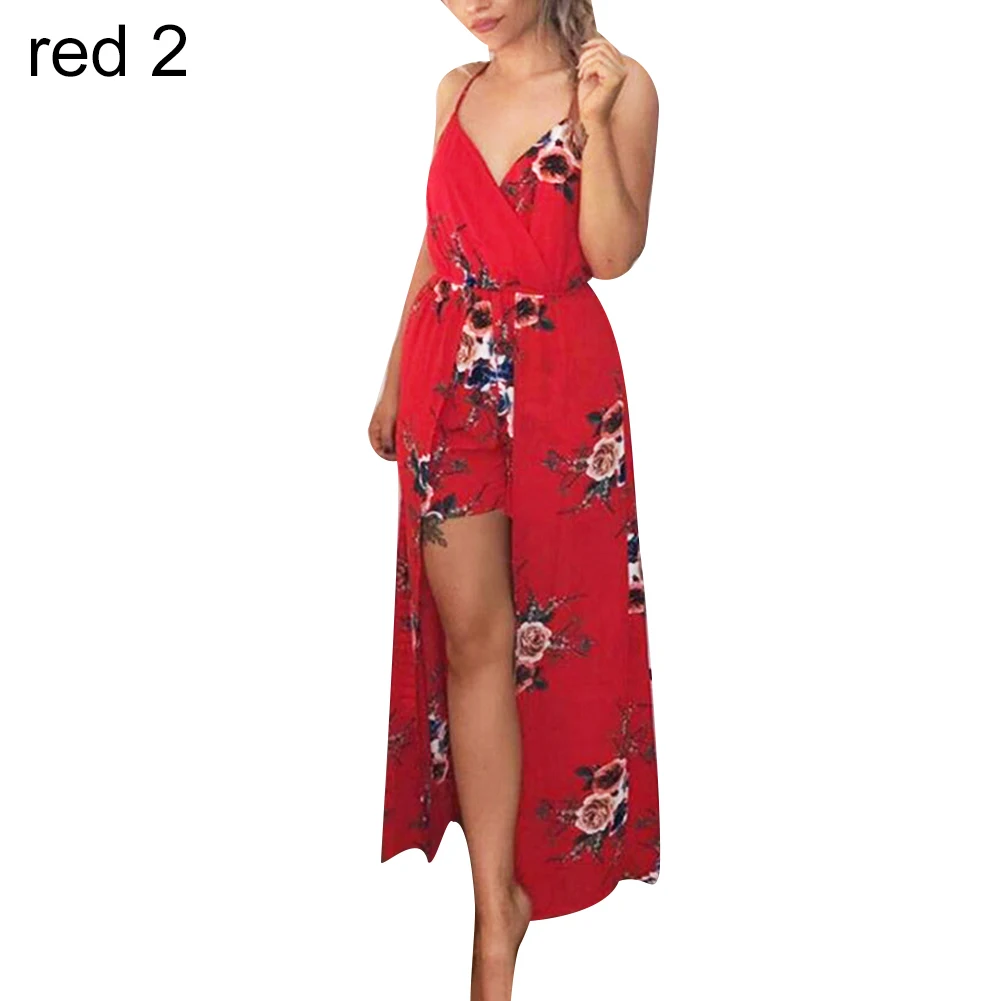 Женские пляжные вечерние шорты Boho макси платье без рукавов с цветочным принтом и