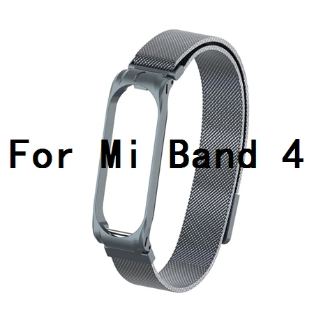 Магнитный металлический ремешок mi Band 3 для mi Band 3 mi lanese Loop, браслет из нержавеющей стали, ремешок для Xiaomi mi Band 4, сменный - Цвет: Gray For Mi 4