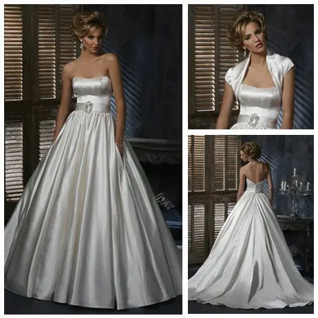 Magically Stylish Style Ball Gown Stunning Satin Wedding Dresses for Pregnant Women 2012 With Short Sleeve Jacket | Свадьбы и
