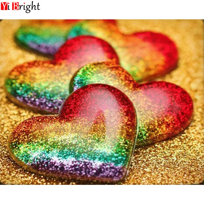 

rainbow heart love Diamond Embroidery painting 5D diamond painting Cross Stitch picture Rhinestones diamond mosaic XY1