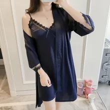 КРУЖЕВНОЙ ХАЛАТ шелковая летняя пикантная шелковая ночная рубашка пижамы для женщин с коротким рукавом плюс размер пижамы для отдыха