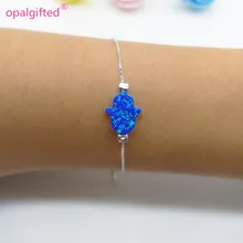 1 шт синий опал браслеты с амулетом Хамса для женщин счастливый синтетический опал Хамса рука Фатимы 925 пробы серебряные ювелирные изделия коробка цепь для подарка