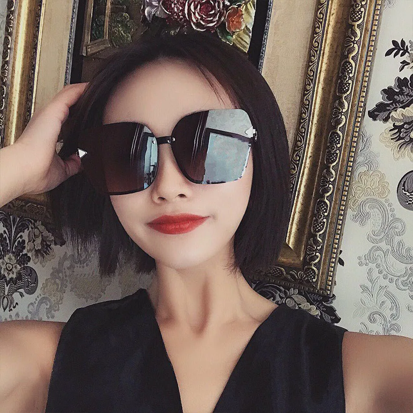 Винтажные квадратные брендовые дизайнерские градиентные зеркальные солнцезащитные очки для женщин новые металлические Светоотражающие Плоские линзы солнцезащитные женские очки оculos