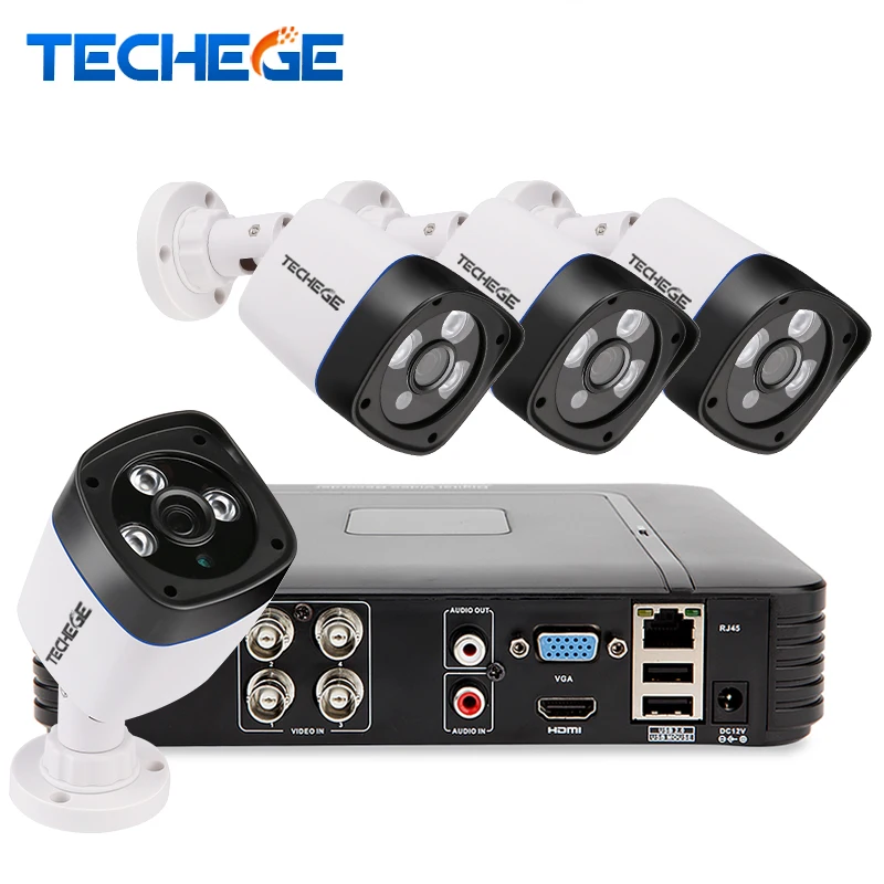 Techege 4CH CCTV Системы 1080 P AHD-H DVR 2.0 Мп ИК Открытый безопасности Камера 2400TVL Скрытого