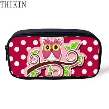 

THIKIN Cartoon Owl Print Girls Women Makeup Bag Cosmetics Case Kids Pencil Bags School Supplies Pen Box For Children PencilBags