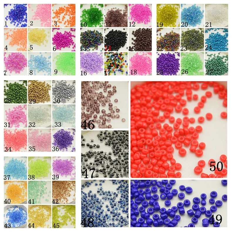

50 Styles 3500 Pcs 2mm Czech Glass Seed Spacer Beads Jewelry Making
