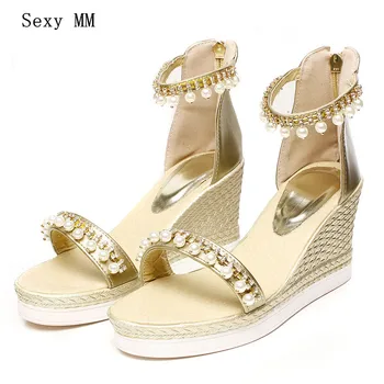 

Women Platform High Heel Wedge Sandals Peep Toe Shoes Woman Summer High Heels Wedges Gladiator Sandals Plus Size 34- 40 41 42 43
