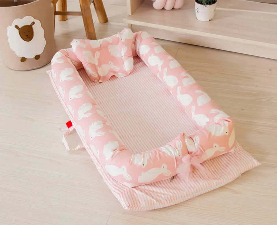 Детская кровать для новорожденных, кровать для новорожденных, переносная моющаяся дорожная кроватка, мягкая хлопковая детская Защитная Колыбель