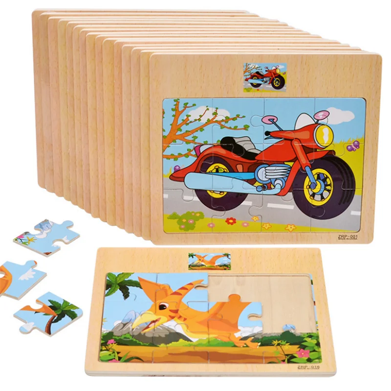 

Children Early Educational Learning Puzzle Wooden Toys 3D Cartoon Animal Traffic Puzzles Kid Intelligence Jigsaw Toys for Kids