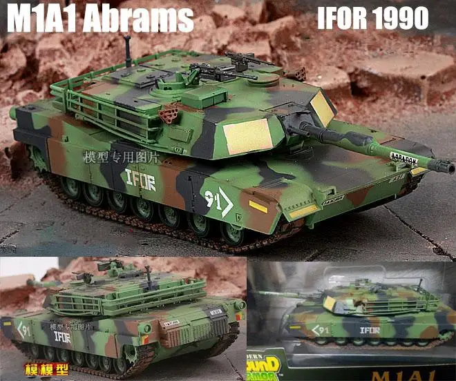 US MBT M1A1 Abrams IFOR Europe 1990 Камуфляжный бак 1: 72 собранная легкая модель| |