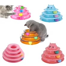 Забавная игрушка для кошек, игрушки для кошек, интеллект, тройной игровой диск, игрушка для кошек, шарики для кошек, сумасшедший шар, диск, Интерактивная игрушка для IQ Traning