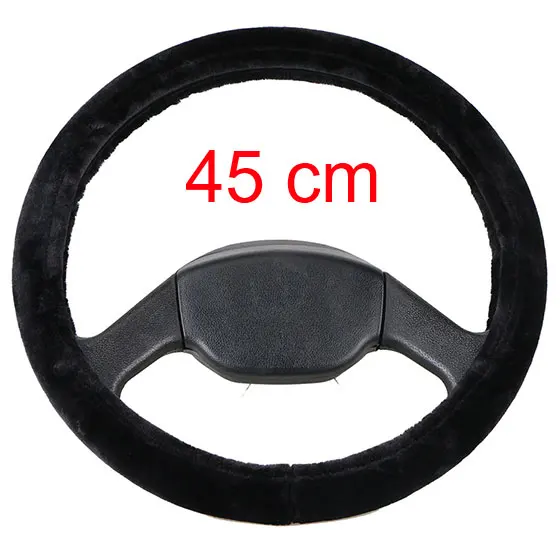 Black 45cm 42 см 45 см 47 см 50 см чехол на руль/мягкая теплая плюшевая зимняя Оплетка на руль подходит для грузовика, вагона, тяжелых грузовиков - Название цвета: Black 45cm