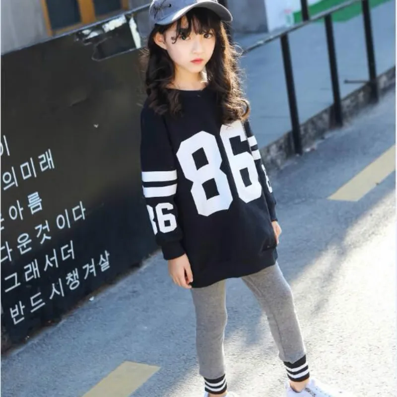 Новинка года, толстовки с капюшоном для девочек Повседневный хлопковый пуловер с длинными рукавами и надписью для девочек детский пуловер Harajuku CC470 - Цвет: Черный
