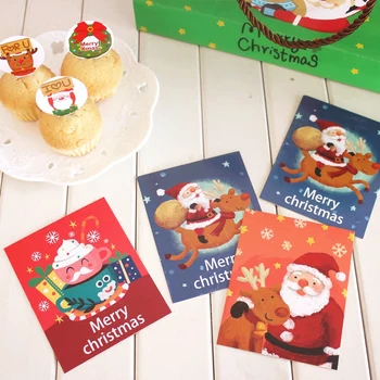 

Free Shipping 100pcs/lot Christmas greetings card Gifts Wishes Tags Wishes greeting Cards Santa Claus Postcards