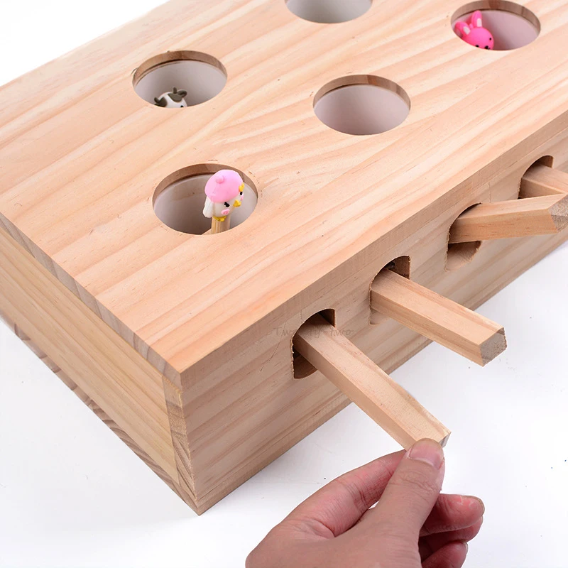 Cat Toys Interactive Catch Mouse Game Cats Toy Pet Supplies Wood Kitten Cat Christmas Wooden Mice & Animal Toys Treat Products