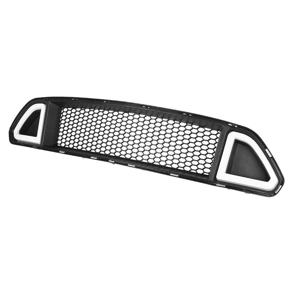 Front Grille Center Grill w/ LED Light Lamp for Ford Mustang 2015 2016 2017 White /Green