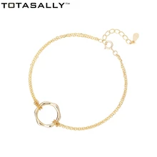 TOTASALLY Настоящее Серебро S925 индивидуальный браслет простой геометрический дизайн подарок золотой Винт браслет для женщин