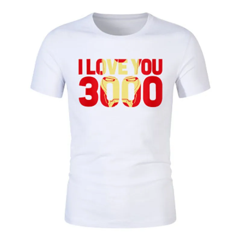 

Men T-Shirts Dad I Love You 3000 Times Avengers Tees Tops Iron man White Tshirt