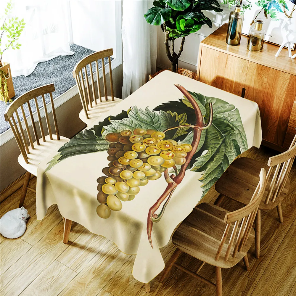 

3D digital fruit print fasion rectangle polyester dinning room resturant kitchen water oil proof tablecloth table cloth cover