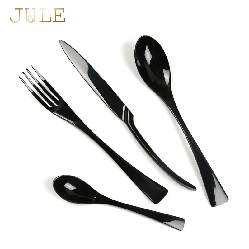Набор столовых приборов из нержавеющей стали 18/10 24 шт.|dinner set 24|black dinner setsblack cutlery |