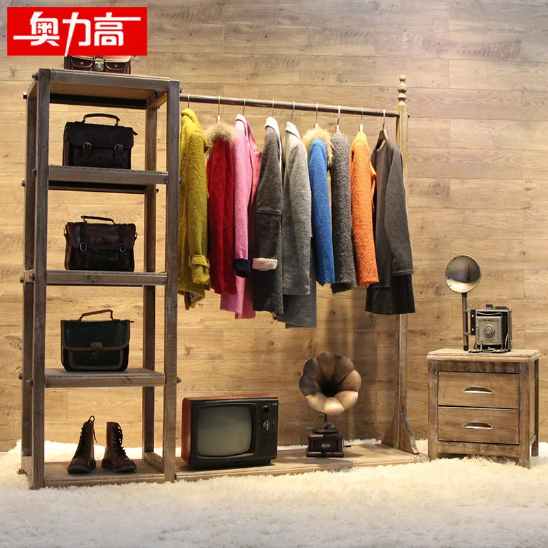 Austriacos alta estante de madera de ropa tienda de ropa bastidores
