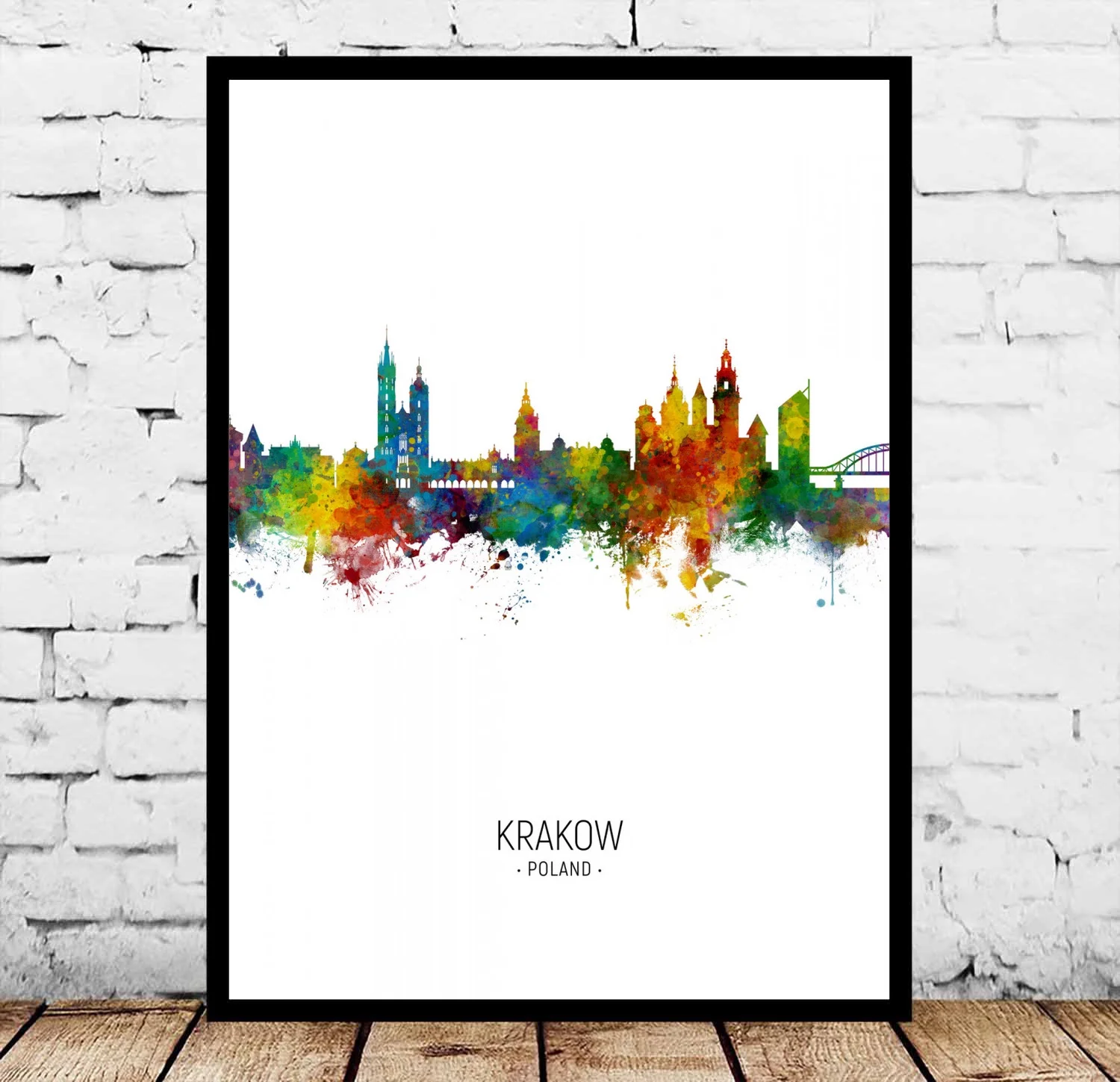 

Poland Krakow Warsaw City Watercolor Poster