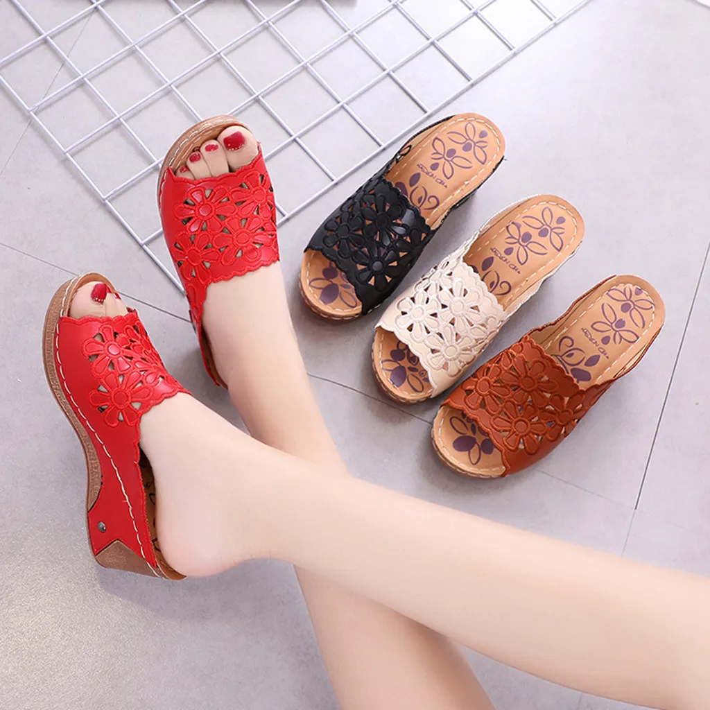 SAGACE/Летняя женская модная повседневная обувь на толстой платформе и высоком каблуке; тапочки; нескользящие легкие повседневные Тапочки