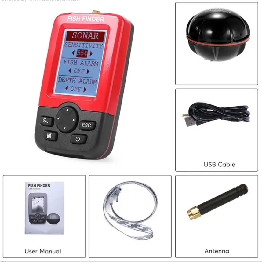 

4-M Smart Portable Depth Fish Finder With 100M Wireless Sonar Echo Sounder Fish Find free shipping