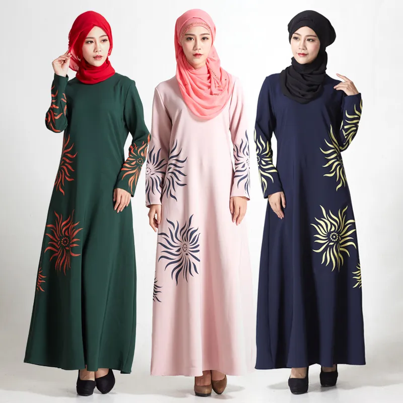 Solid Color Dubai Ladies Abaya Kaftan Malaysia Muslim Dress Turkish