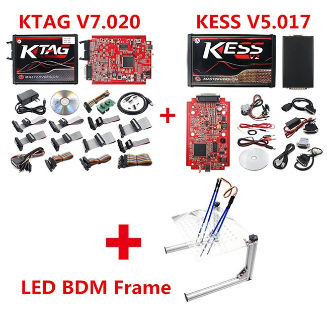 Онлайн V2.53 Kess v2 V5.017 K TAG K-TAG V7.020 V2.25 Fgtech 0475 светодиодный BDM Рамка 22 шт. адаптер ECU чип тюнинг набор инструментов KESS KTAG - Цвет: KTAG KESS LED BDM