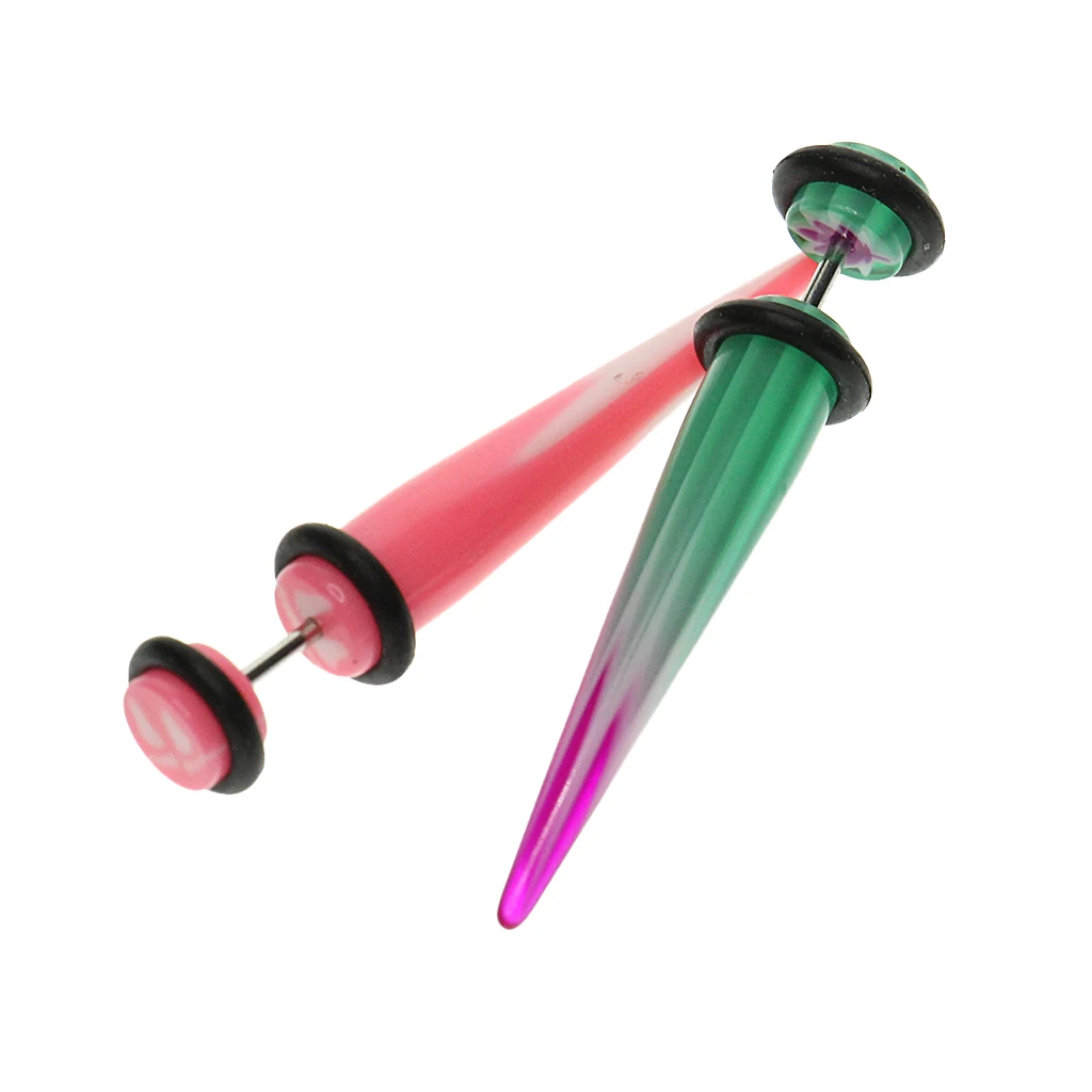 5 Pair Mixed Colors Taper with O ring Fake Cheater Illusion Ear Plug Earrings Pin Real Gauge 1mm(18g) Tapper Fake 2 Gauge