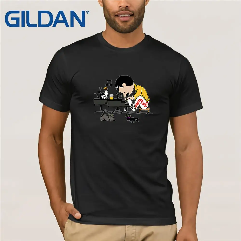 

Freddie Mercury In Style Schroeder Play Piano Peanuts Cats Shirt Summer Men's Short Sleeve T-Shirt