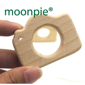 20pcs x  unfinished beech wooden teether Camera teether  Free Teether Clip pacifier clip nursing necklace  camera charm EA70-1