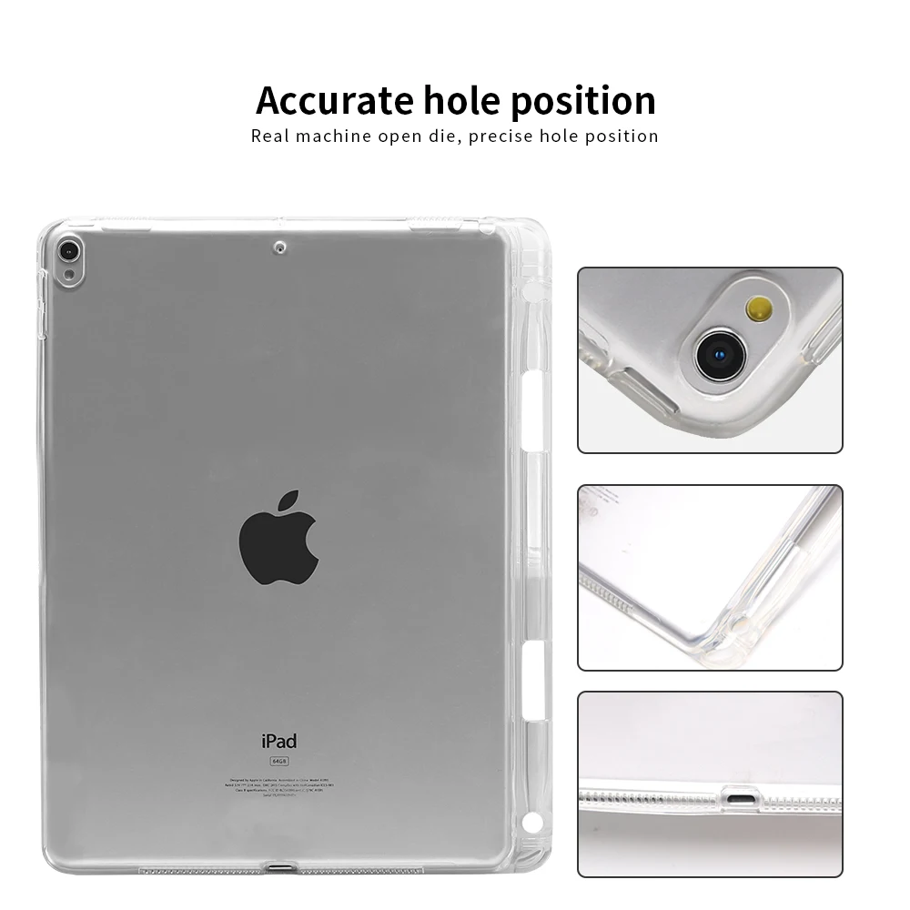 Чехол для iPad Pro 10,5 и Air 3 tpu Мягкий силиконовый умный чехол для iPad 10,5 чехол с держателем карандаша прозрачная задняя крышка