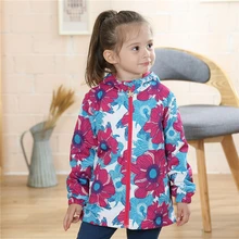 Flowers Patterns Girls Windproof Coat Kids Outerwear Warm Fleece Waterproof Girls Windbreaker Winter Autumn Jacket for Girl