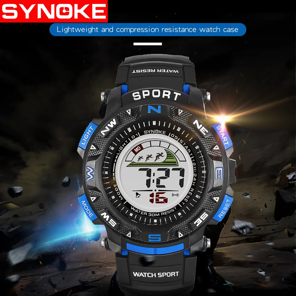 SYNOKE Multi-Функция 50 м Водонепроницаемый часы светодиодный цифровой двойного действия часы для дропшиппинг или оптом