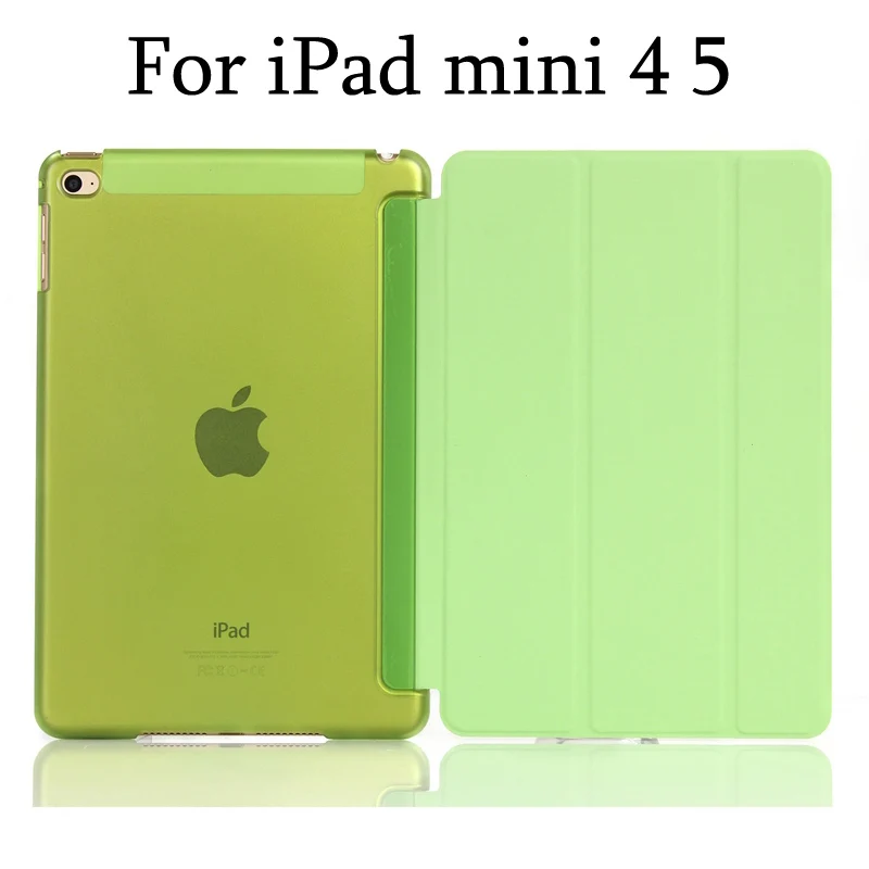 Тонкий смарт-чехол для iPad mini 5 mini4, iPad mini 1/2/3 три раза стенд из искусственной кожи+ Прозрачная Жесткая задняя крышка из ПК с Авто Режим сна/Пробуждение - Цвет: Green for mini 4 5