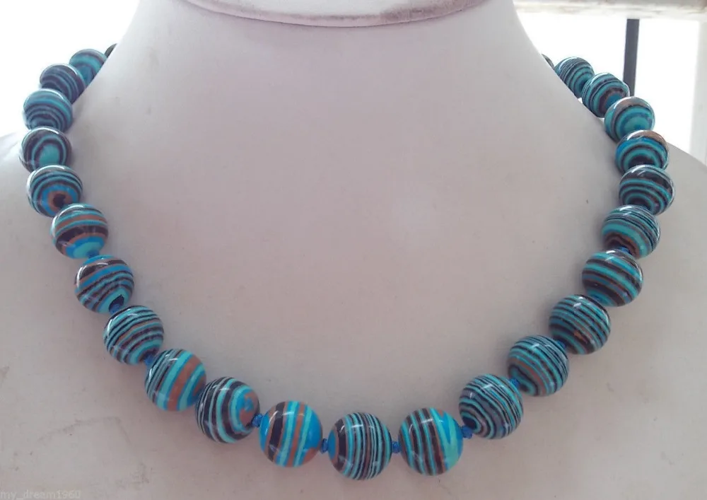 

huij 001070 10mm Rare Blue Multicolor Turkey Turquoise Beads Necklace 17''