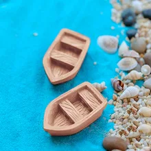 2PC/Set Retro Figurines Wood Boat Model Figure Toys Resin Craft Micro Garden Decoration Ornaments Terrariums Miniature