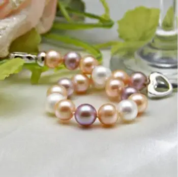 

elegant south sea round 9-10mm multicolor pearl bracelet 7.5-8"