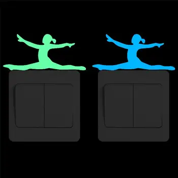 

Gymnastics Girl Vinyl Light Switch Sticker Glow in the Dark Wall Sticker Funny Cartoon Home Decor Decals Child Kids Rooms DIY