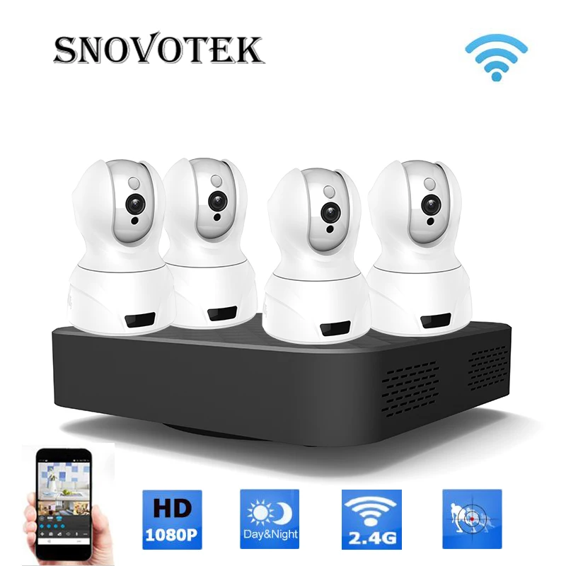 SNOVOTEK MIPC 1080P 4CH NVR Kit Wifi IP Camera with Built